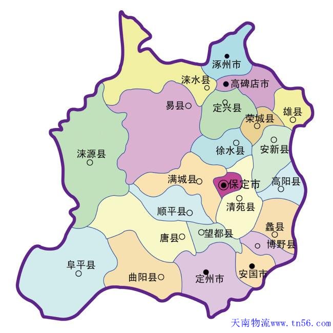 江門到保定物流地圖