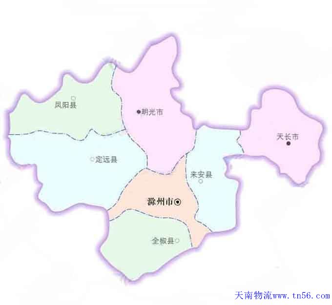 珠海到滁州市物流地圖